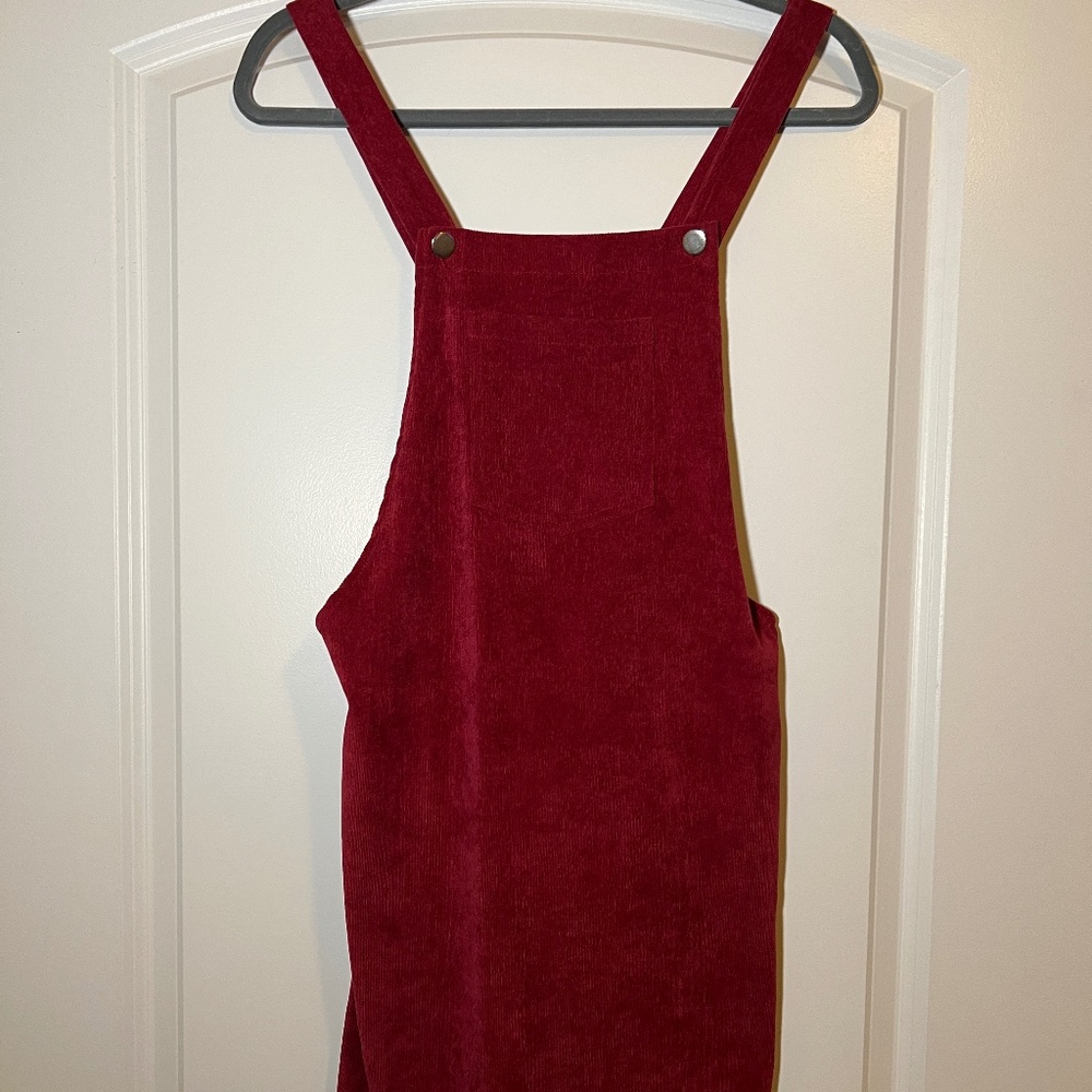 Romwe Women's Straps A-line Corduroy Pinafore Bib Pocket Overall Dress
